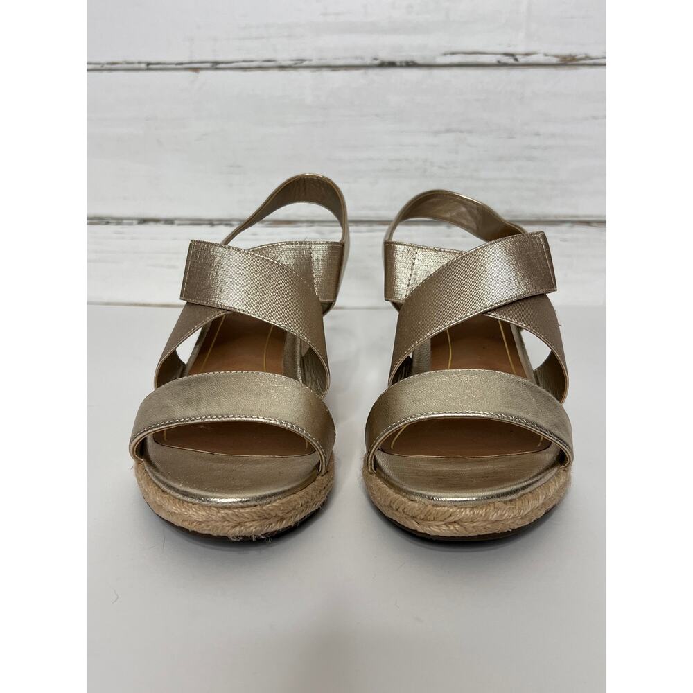 Vionic Ainsleigh Gold Metallic Espadrille Wedge Sandals Shoe Size 8 Comfort - Picture 3 of 10